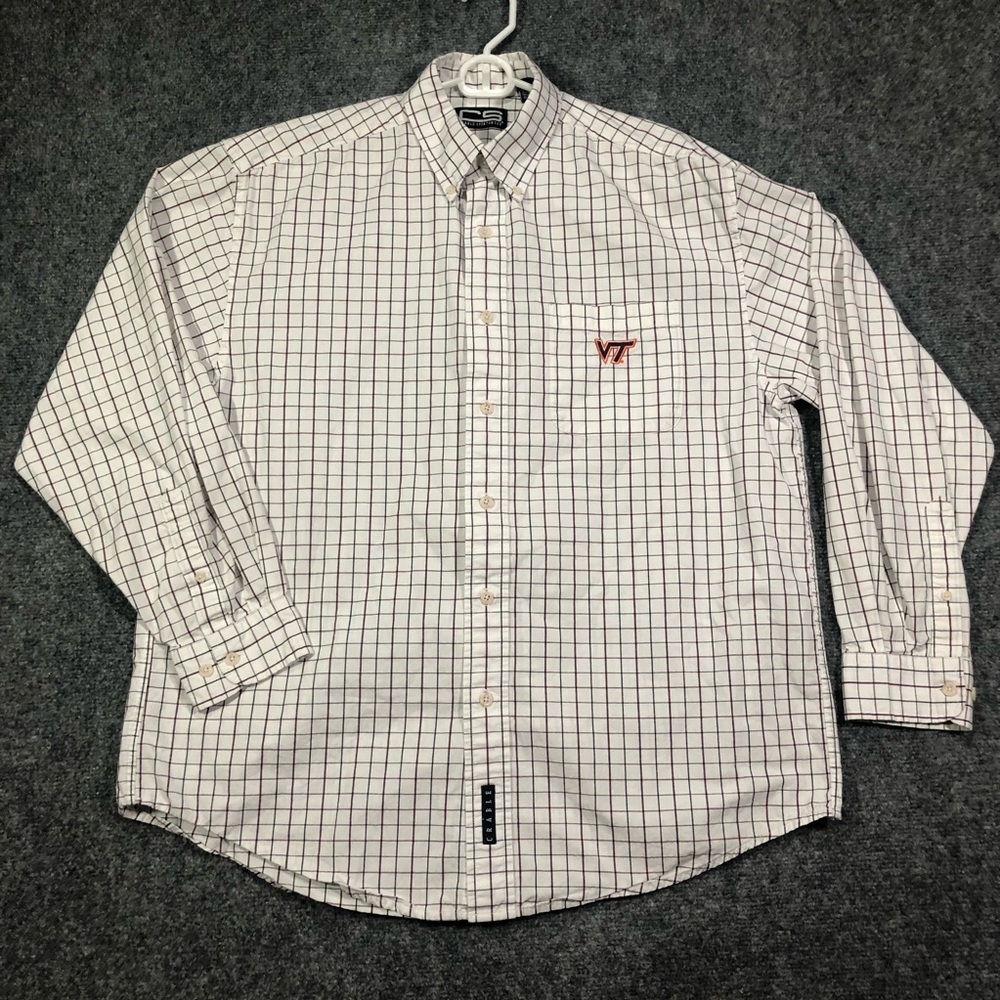 Mens Virginia Tech Hokies Crable Flannel Button Up Shirt Plaid Size L Large